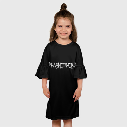 Детское платье 3D с принтом Phasmophobia logo, вид сбоку #3