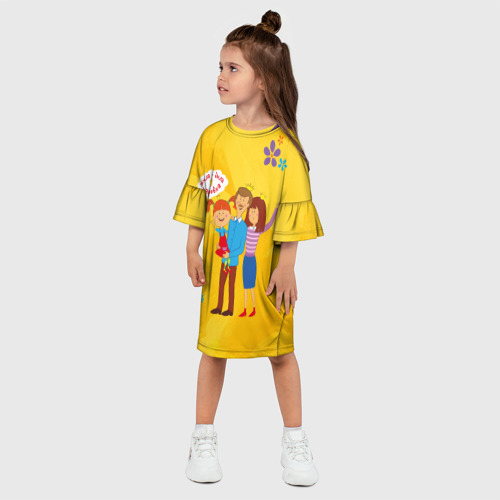 Детское платье 3D с принтом Семья Царевны, фото на моделе #1