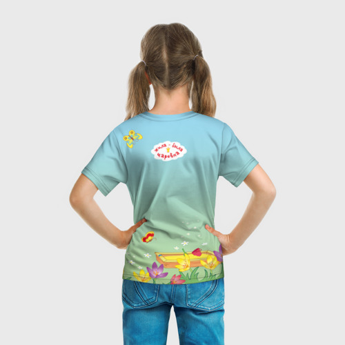 Детская 3D футболка с принтом Прогулка Царевны, вид сзади #2