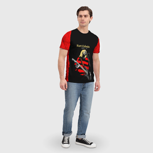 Мужская футболка 3D с принтом Курт Кобейн Нирвана лого +спина, вид сбоку #3