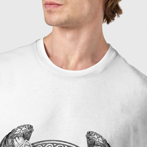 Мужская футболка хлопок с принтом Викинги | Vigings | Топор и щит (Z), фото #4