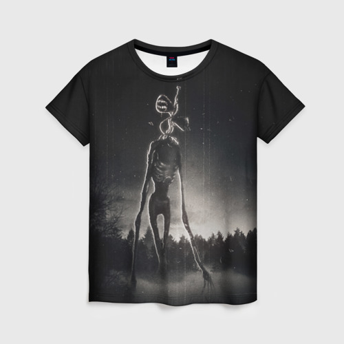 Женская футболка 3D с принтом Сиреноголовый в Лесу (Игра), вид спереди #2