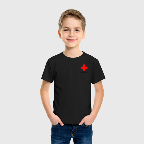 Детская футболка хлопок с принтом Hospital (TEXT), фото на моделе #1