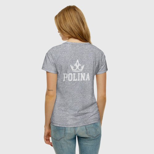 Женская футболка хлопок с принтом Полина | Корона на спине, вид сзади #2