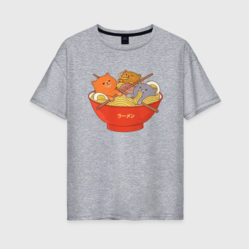 Женская футболка хлопок Oversize с принтом Вкусные котики, вид спереди #2