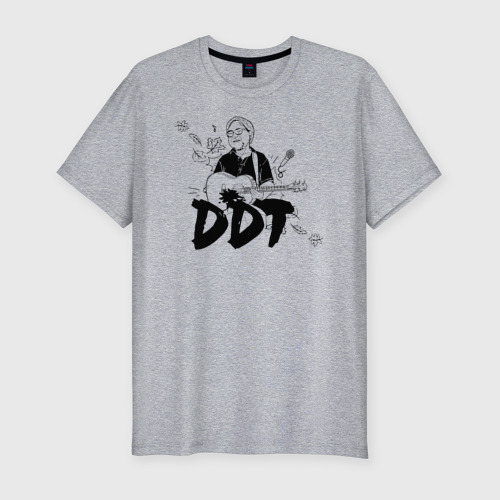 Мужская футболка хлопок Slim с принтом DDT Юрий Шевчук, вид спереди #2