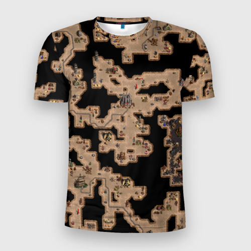 Мужская футболка 3D Slim с принтом Heroes III Dungeon Map, вид спереди #2