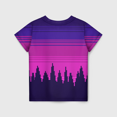 Детская 3D футболка с принтом Сиреноголовый Пиксельный Город, вид сзади #1