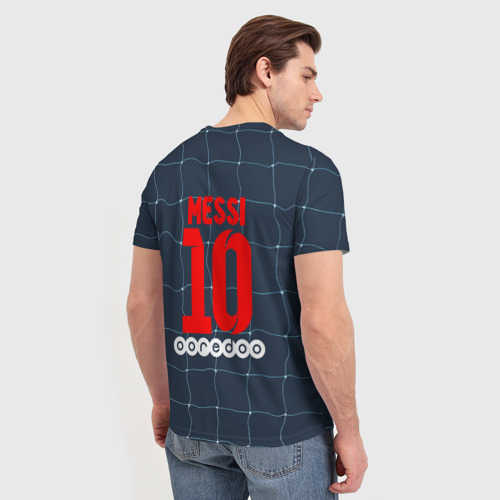 Мужская футболка 3D с принтом Месси в ПСЖ, вид сзади #2
