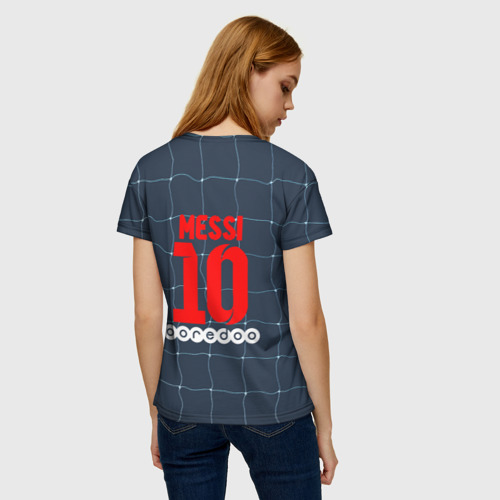 Женская футболка 3D с принтом Месси в ПСЖ, вид сзади #2