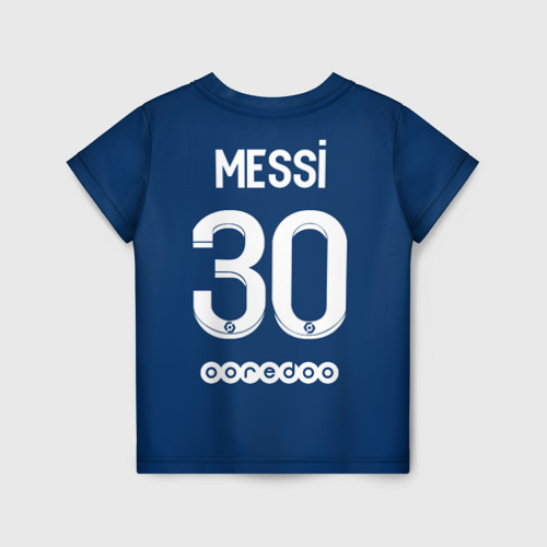 Детская 3D футболка с принтом Месси форма ПСЖ 2021/2022, вид сзади #1