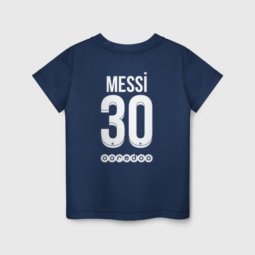 Детская футболка хлопок с принтом Messi 30 PSG, вид сзади #1