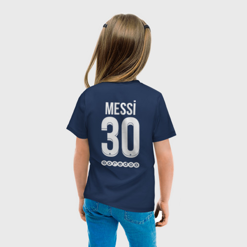 Детская футболка хлопок с принтом Messi 30 PSG, вид сзади #2