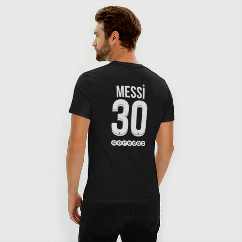 Мужская футболка премиум с принтом Messi 30 PSG, вид сзади #2