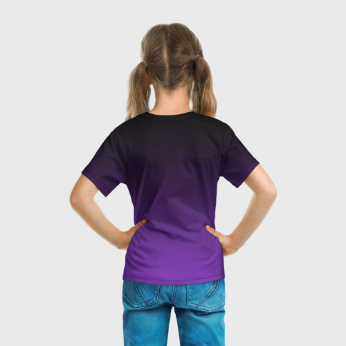 Детская футболка 3D с принтом Градиент - фиолетовый, вид сзади #2