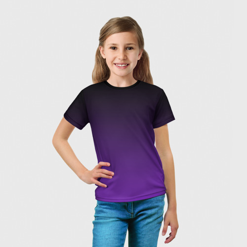 Детская футболка 3D с принтом Градиент - фиолетовый, вид сбоку #3