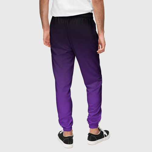 Мужские брюки 3D с принтом Градиент - фиолетовый, вид сзади #2
