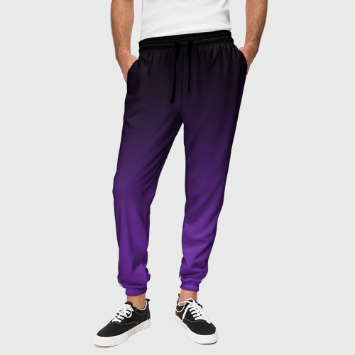 Мужские брюки 3D с принтом Градиент - фиолетовый, вид сбоку #3