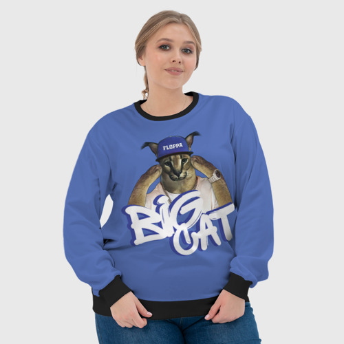 Женский свитшот 3D с принтом Big Cat Floppa, фото #4