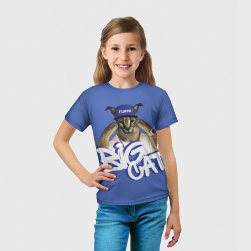 Детская 3D футболка с принтом Big Cat Floppa, вид сбоку #3