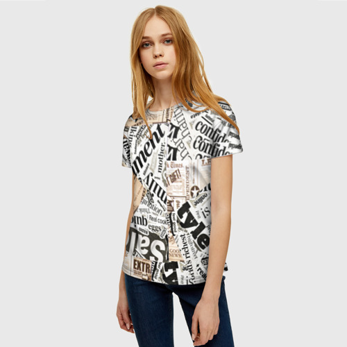Женская футболка 3D с принтом Газета, фото на моделе #1