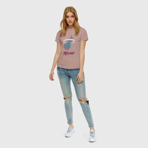 Женская футболка хлопок с принтом Miami Heat, вид сбоку #3