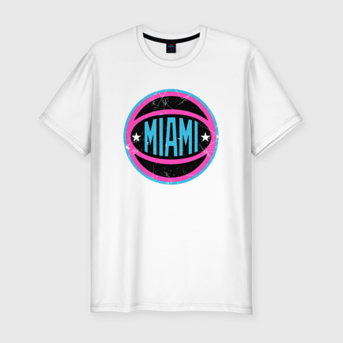 Мужская футболка хлопок Slim с принтом Maimi Heat Ball, вид спереди #2