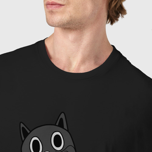 Мужская футболка хлопок с принтом Cartoon Cat Мультяшный кот, фото #4