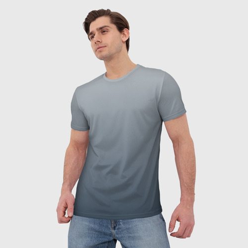 Мужская футболка 3D с принтом Градиент оттенки серого, фото на моделе #1