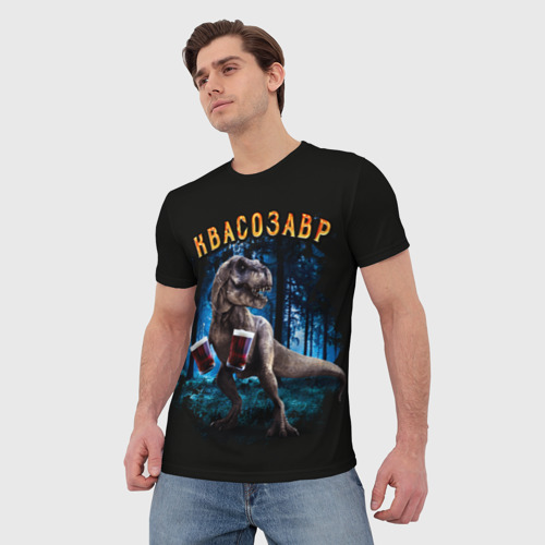 Мужская 3D футболка с принтом Квасозавр, фото на моделе #1