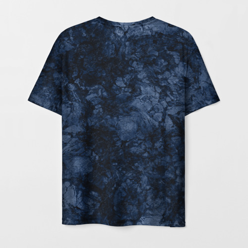 Мужская 3D футболка с принтом Темно-синяя текстура камня, вид сзади #1
