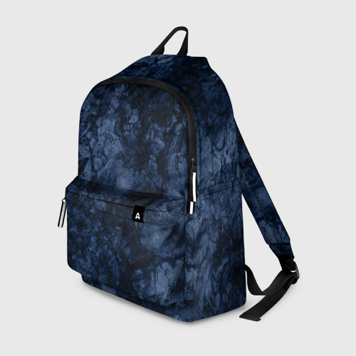 Рюкзак 3D с принтом Темно-синяя текстура камня, вид спереди #2