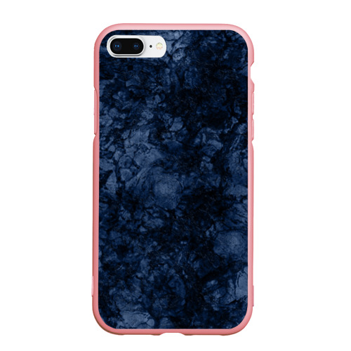 Чехол для iPhone 7Plus/8 Plus матовый с принтом Темно-синяя текстура камня, вид спереди #2