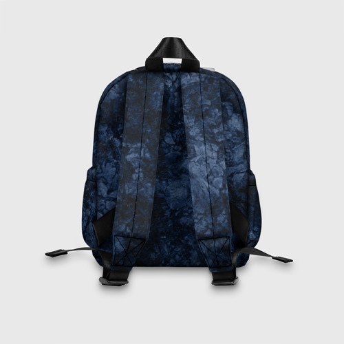 Детский рюкзак 3D с принтом Темно-синяя текстура камня, вид сзади #2