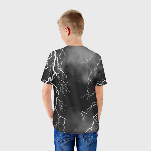 Детская 3D футболка с принтом КОРОЛЬ И ШУТ | МОЛНИЯ, вид сзади #2