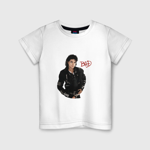 Детская футболка с принтом BAD Майкл Джексон, вид спереди #2