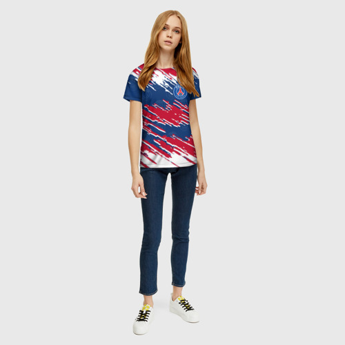 Женская футболка 3D с принтом ФК ПСЖ / PARIS SAINT GERMAIN, вид сбоку #3