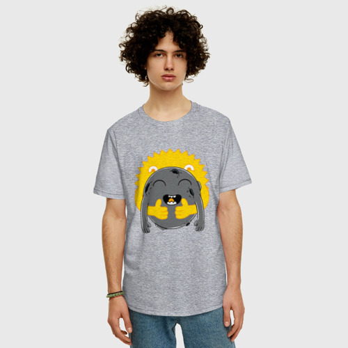 Мужская футболка хлопок Oversize с принтом Солнце и Луна, фото на моделе #1