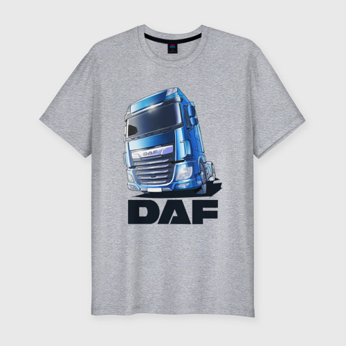 Мужская футболка хлопок Slim с принтом Daf Truck, вид спереди #2