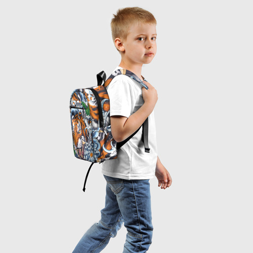 Детский рюкзак 3D с принтом Тигр, вид сзади #1
