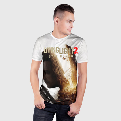 Мужская футболка 3D Slim с принтом Dying Light 2 Original, фото на моделе #1