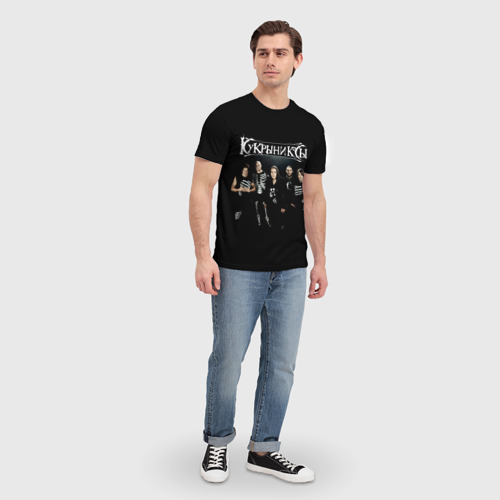 Мужская 3D футболка с принтом Рок группа Кукрыниксы, вид сбоку #3