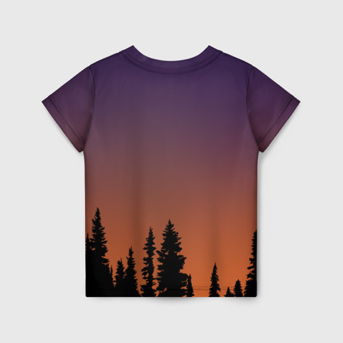 Детская 3D футболка с принтом Gradient Forest Siren Head, вид сзади #1
