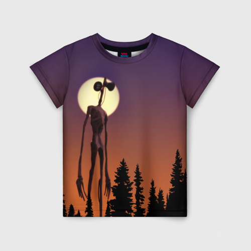 Детская 3D футболка с принтом Gradient Forest Siren Head, вид спереди #2