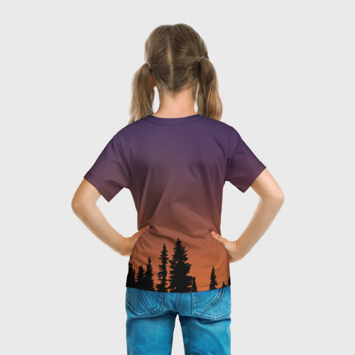 Детская 3D футболка с принтом Gradient Forest Siren Head, вид сзади #2