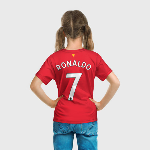 Детская футболка 3D с принтом Роналду Манчестер Юнайтед, вид сзади #2
