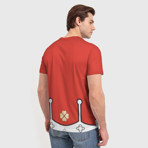 Мужская футболка 3D с принтом КОСТЮМ КЛИ | ГЕНШИН ИМПАКТ, вид сзади #2