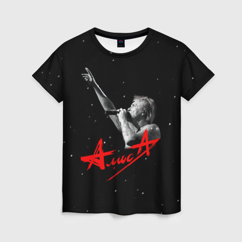 Женская футболка 3D с принтом АлисА Константин Кинчев, вид спереди #2