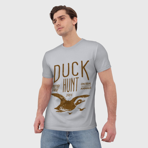 Мужская 3D футболка с принтом Утиная охота, вид сбоку #3
