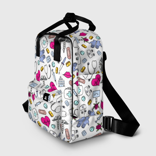 Женский рюкзак 3D с принтом Медицинский паттерн, фото на моделе #1